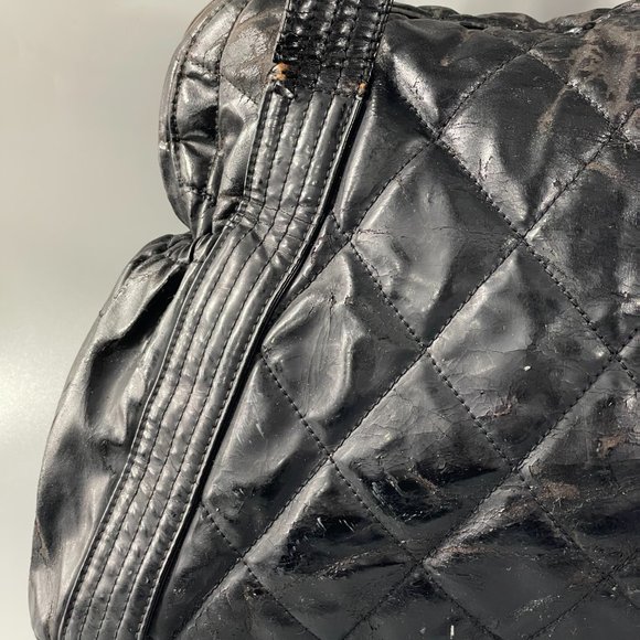 CHANEL Quilted Leather Large CC Shoulder Bag Matelasse Black Vintage - Picture 5 of 15